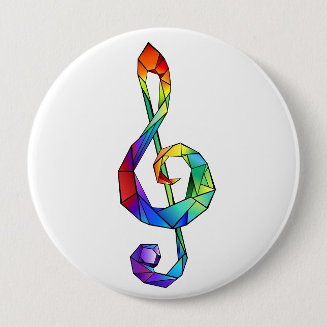 Rainbow musical key treble clef button (Front)