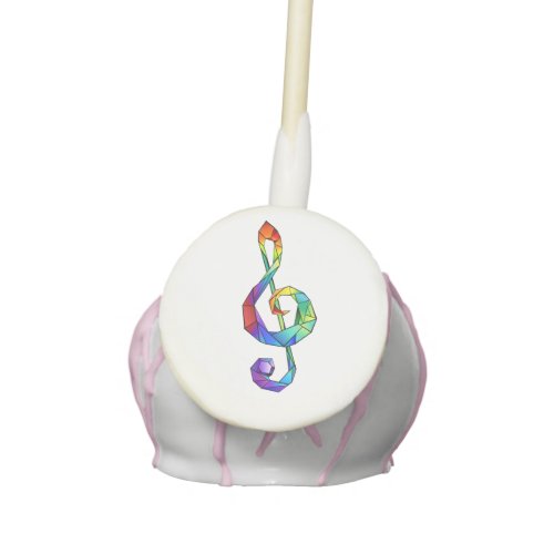 Rainbow musical key treble clef cake pops