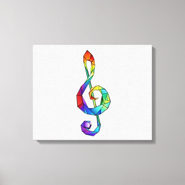 Rainbow musical key treble clef canvas print (Front)