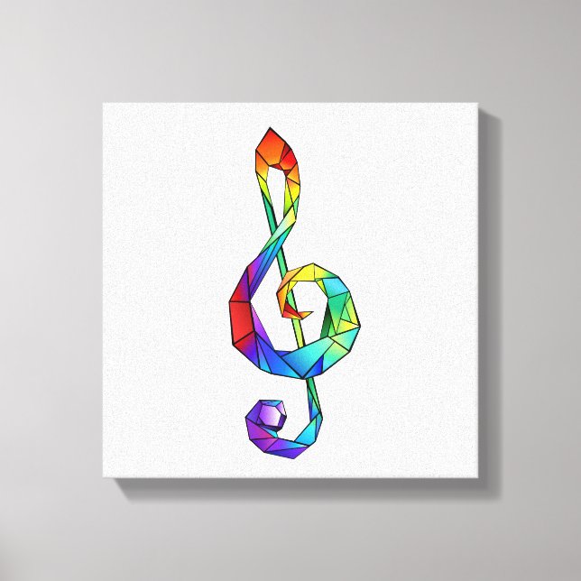 Rainbow musical key treble clef canvas print (Front)