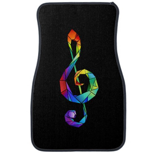 Rainbow musical key treble clef car floor mat