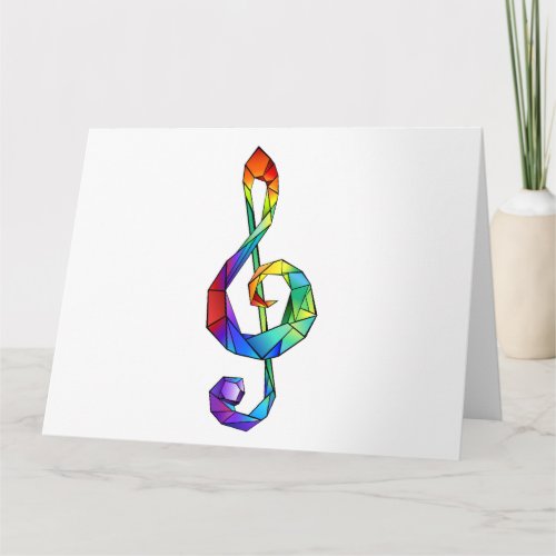 Rainbow musical key treble clef card