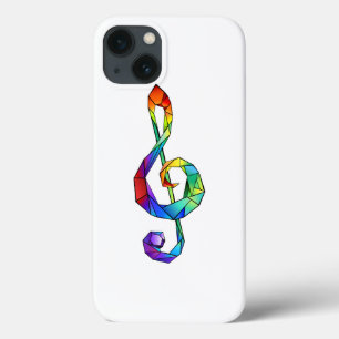 Rainbow musical key treble clef iPhone 13 case