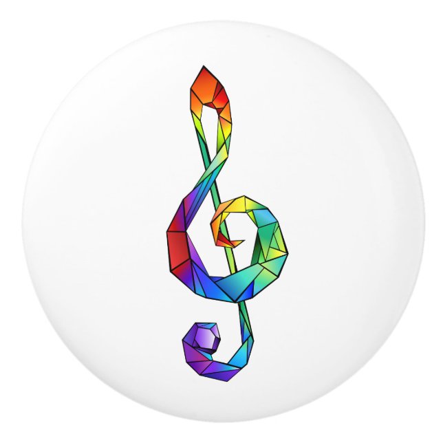 Rainbow musical key treble clef ceramic knob (Front)