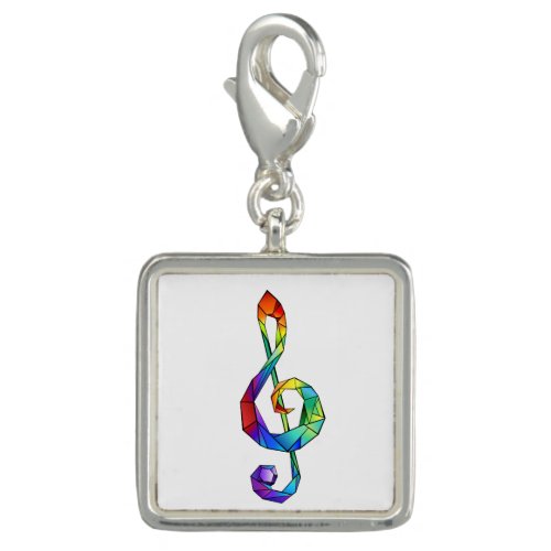 Rainbow musical key treble clef charm