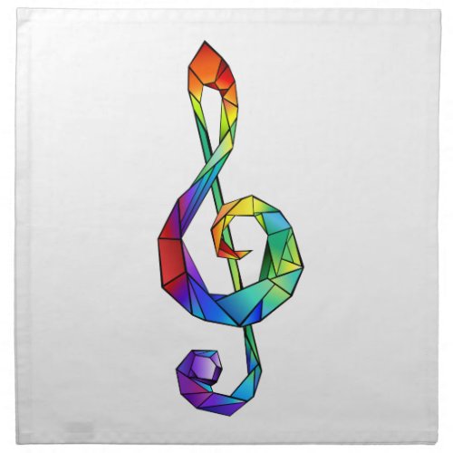 Rainbow musical key treble clef cloth napkin