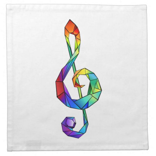 Rainbow musical key treble clef cloth napkin