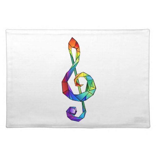 Rainbow musical key treble clef cloth placemat