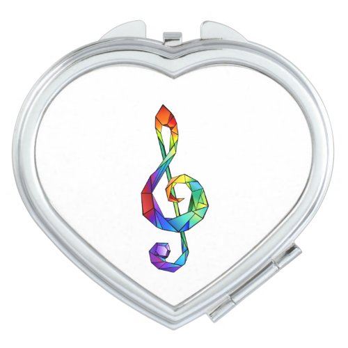 Rainbow musical key treble clef compact mirror