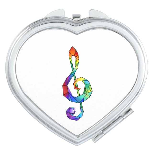 Rainbow musical key treble clef compact mirror (Front)