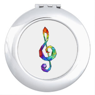 Rainbow musical key treble clef compact mirror