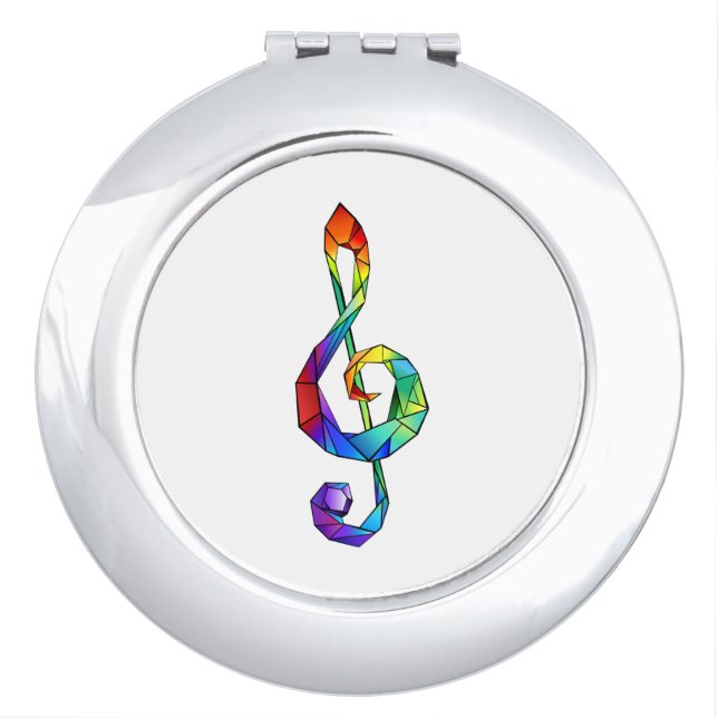 Rainbow musical key treble clef compact mirror (Front)