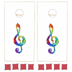 Rainbow musical key treble clef cornhole set