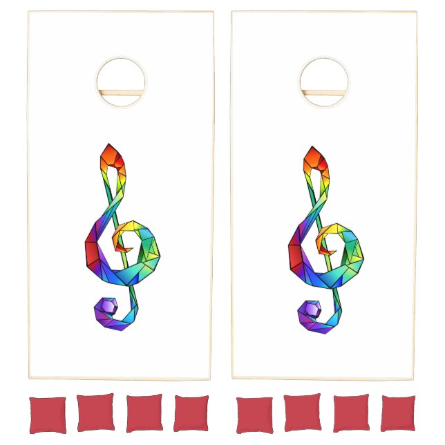 Rainbow musical key treble clef cornhole set (Set)