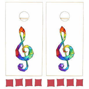 Rainbow musical key treble clef cornhole set