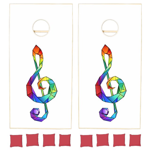Rainbow musical key treble clef cornhole set (Set)