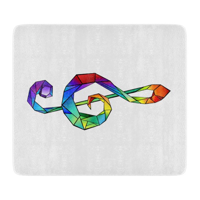 Rainbow musical key treble clef cutting board (Front)