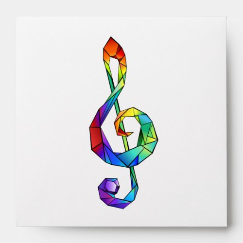 Rainbow musical key treble clef envelope