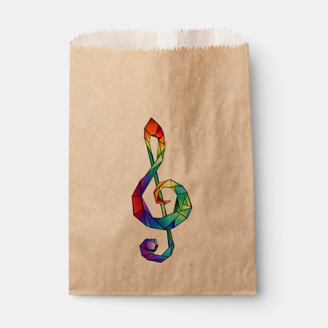 Rainbow musical key treble clef favor bag (Front)
