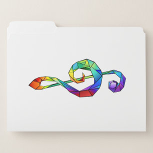 Rainbow musical key treble clef file folder