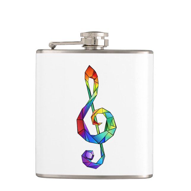 Rainbow musical key treble clef flask (Front)