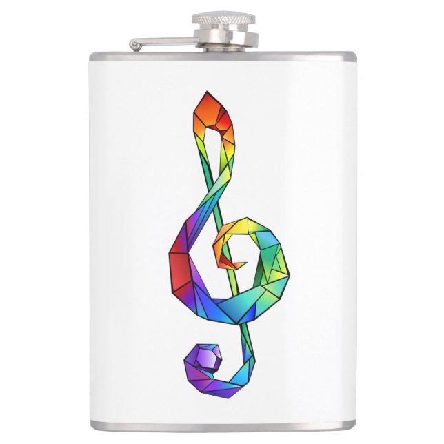 Rainbow musical key treble clef flask (Front)