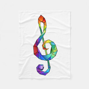 Rainbow musical key treble clef fleece blanket
