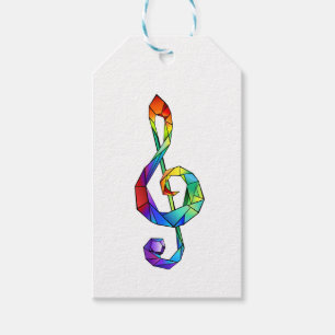Rainbow musical key treble clef gift tags