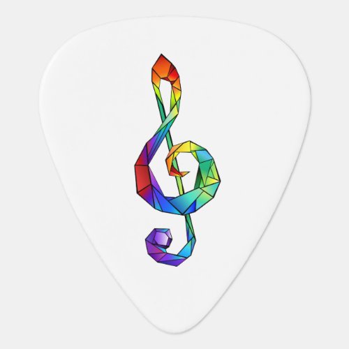 Rainbow musical key treble clef guitar pick