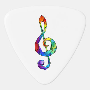 Rainbow musical key treble clef guitar pick