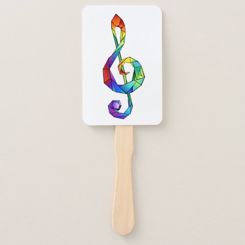 Rainbow musical key treble clef hand fan