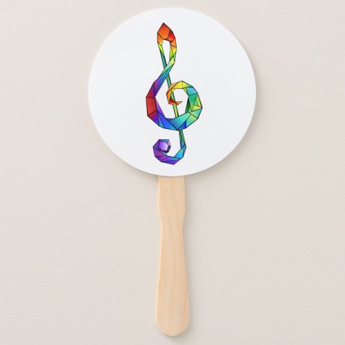 Rainbow musical key treble clef hand fan