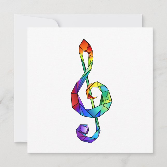 Rainbow musical key treble clef holiday card (Front)