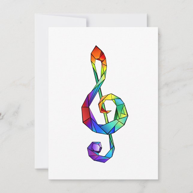 Rainbow musical key treble clef holiday card (Front)