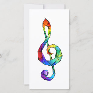 Rainbow musical key treble clef holiday card
