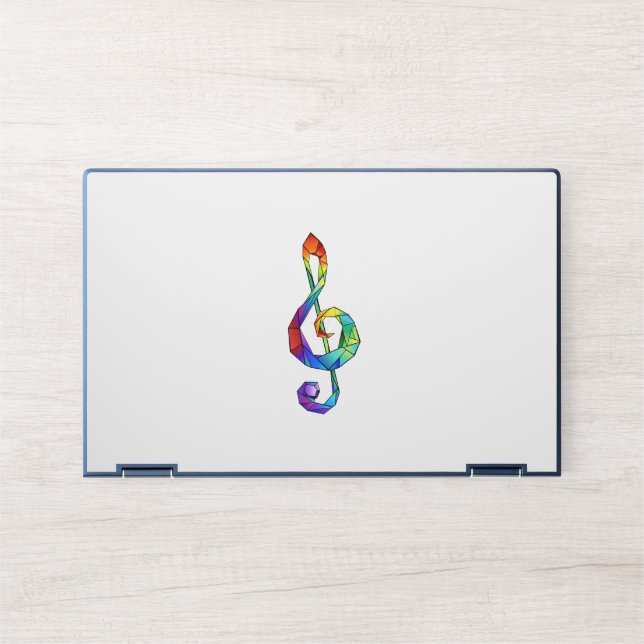 Rainbow musical key treble clef HP laptop skin (Front)