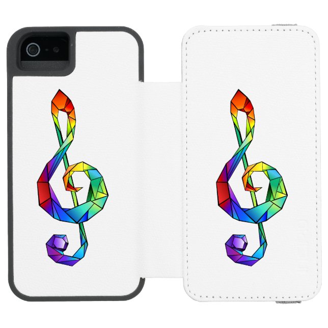 Rainbow musical key treble clef incipio iPhone wallet case (Folio Open)