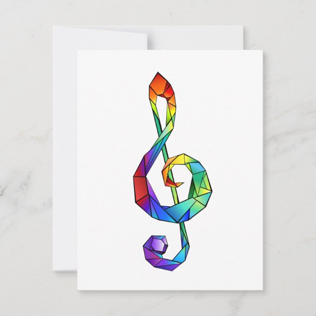 Rainbow musical key treble clef invitation (Front)