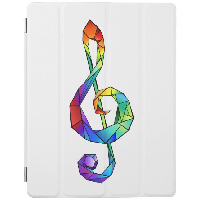 Rainbow musical key treble clef iPad smart cover (Front)
