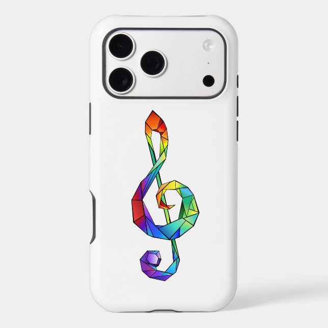 Rainbow musical key treble clef iphone case (Back)