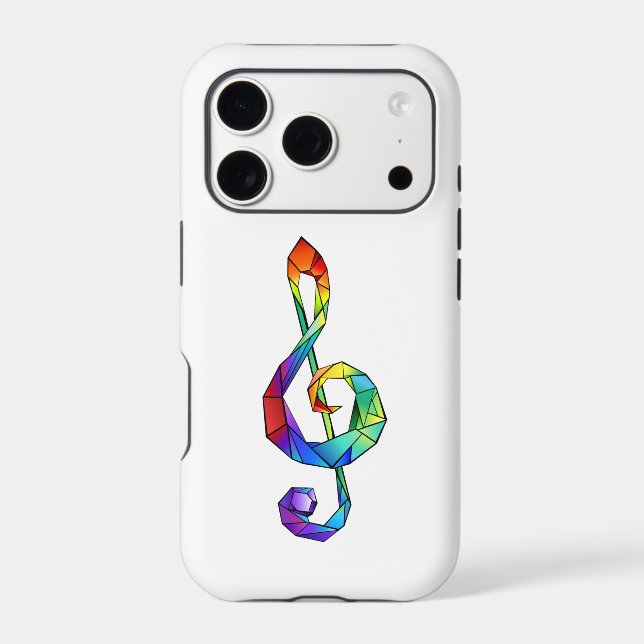 Rainbow musical key treble clef iphone case (Back)