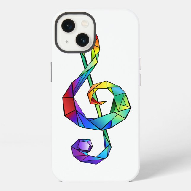 Rainbow musical key treble clef iphone case (Back)