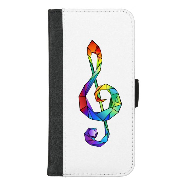 Rainbow musical key treble clef iPhone wallet case (Front)