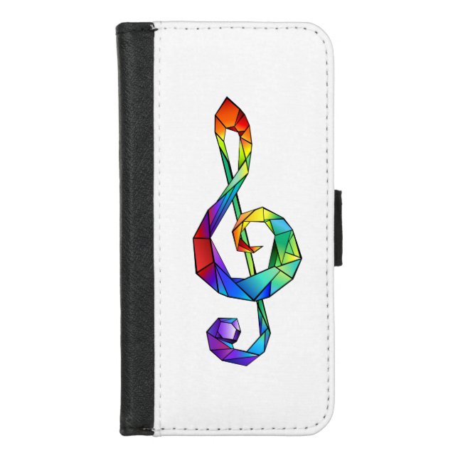Rainbow musical key treble clef iPhone wallet case (Front)