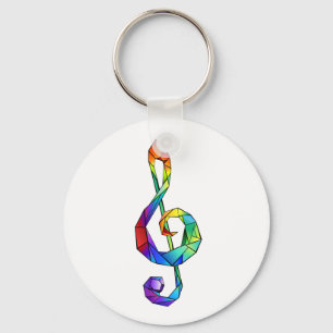 Rainbow Musical Key treble clef Keychain