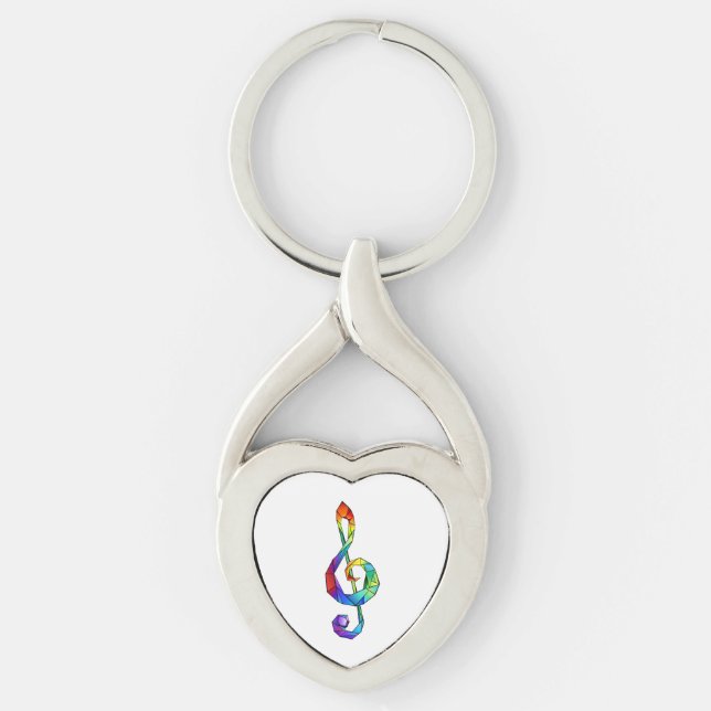 Rainbow musical key treble clef keychain (Front)