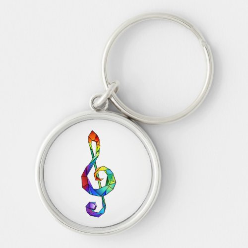 Rainbow musical key treble clef keychain