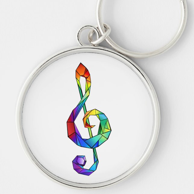 Rainbow musical key treble clef keychain (Front)