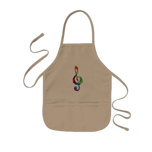Rainbow musical key treble clef kids apron