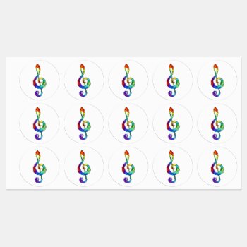 Rainbow Musical Key Treble Clef Kids' Labels by Blackmoon9 at Zazzle